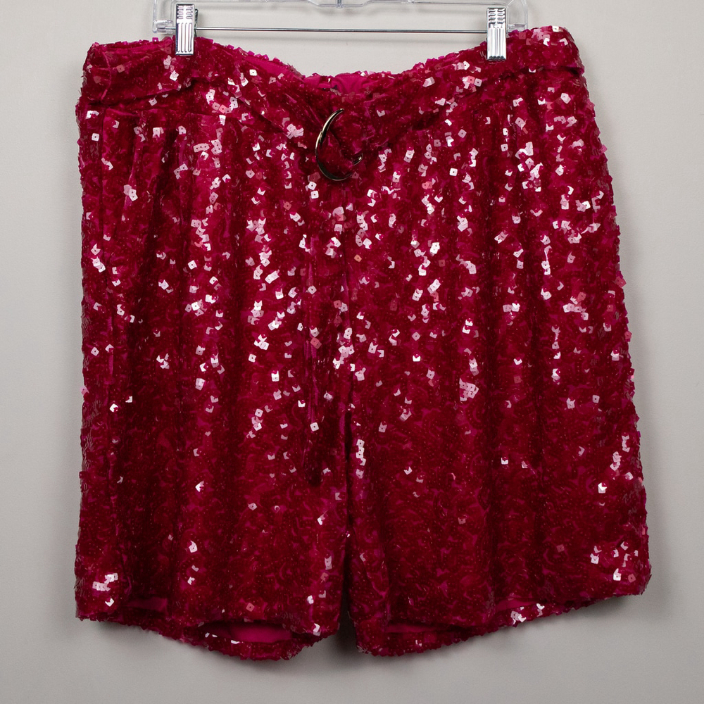 Eloquii sequin belted pink shorts-16